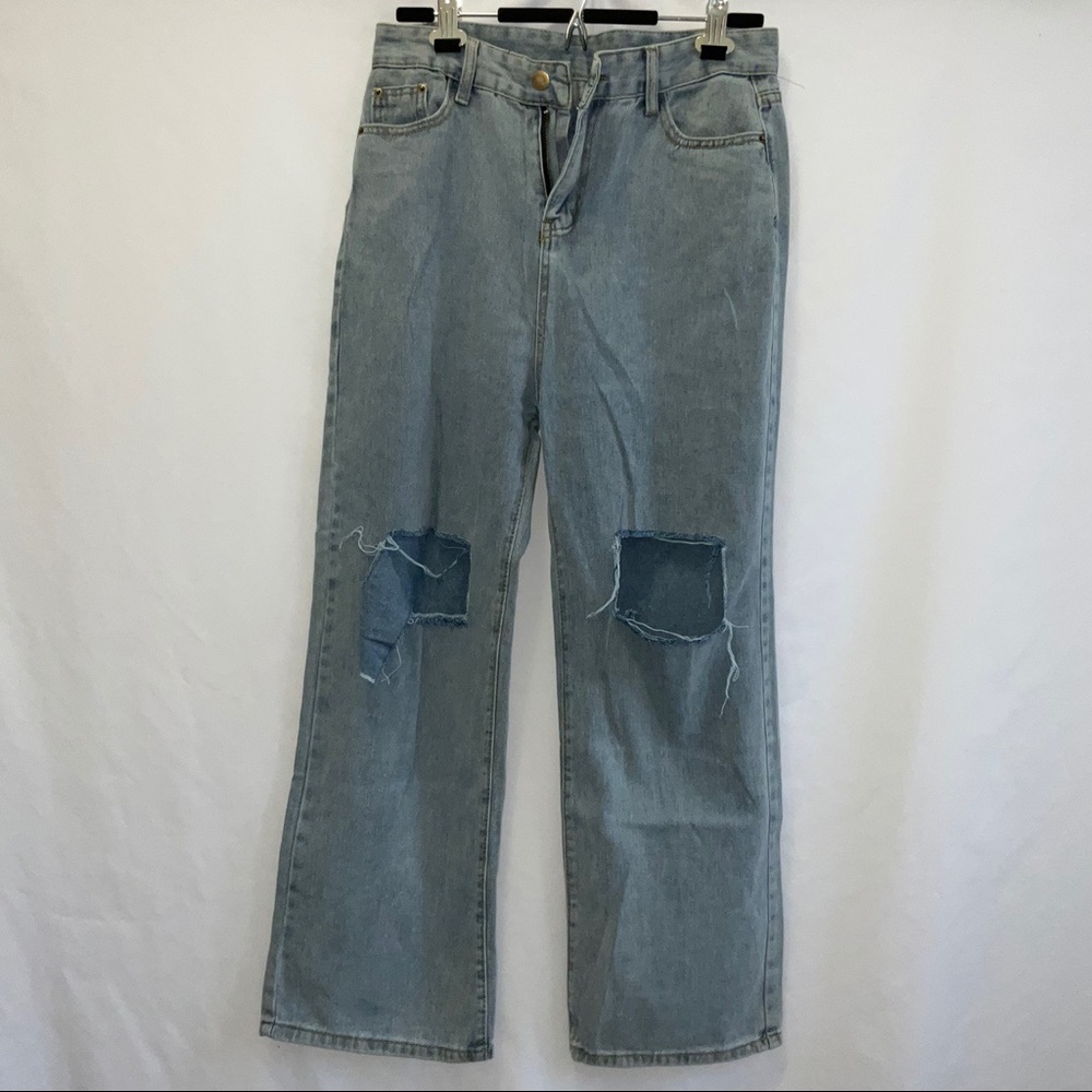wide leg ripped jeans